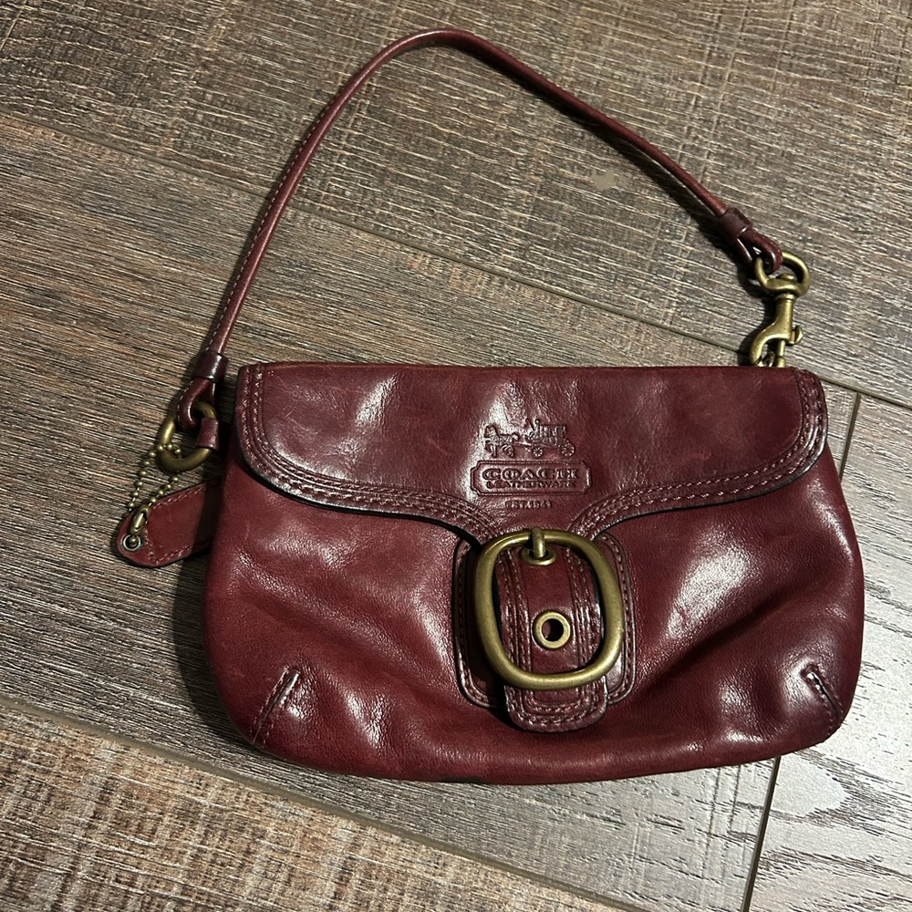 Coach Dark Red Leather Clutch